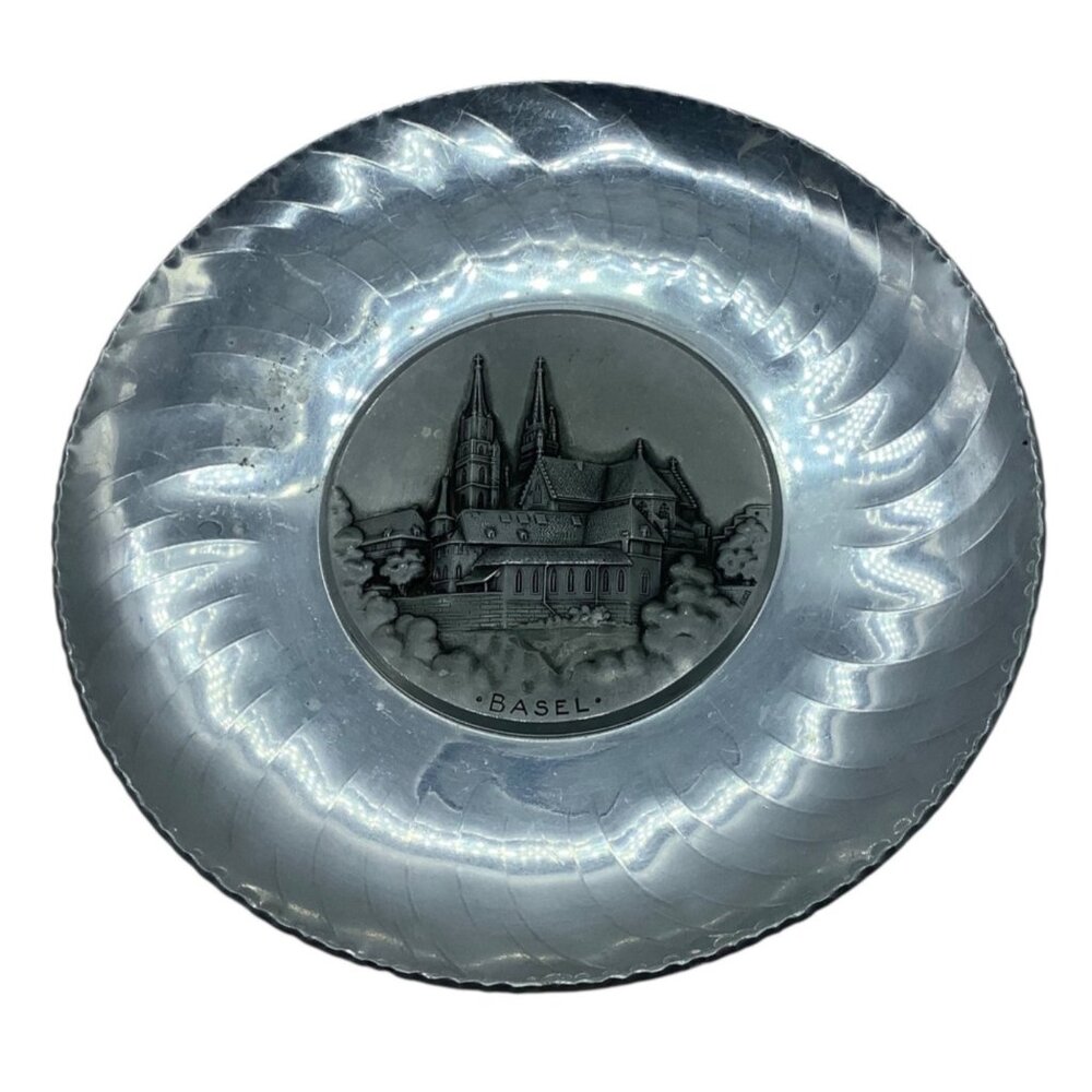 Vintage BASEL SIGG Switzerland Sigal Hand‎ Hammered Aluminum Commemorative Plate